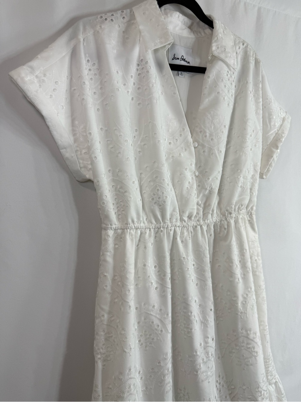 Sam Edelman White Eyelet Tiered Maxi Shirtdress, Size 10 NWoT - Picture 9 of 11